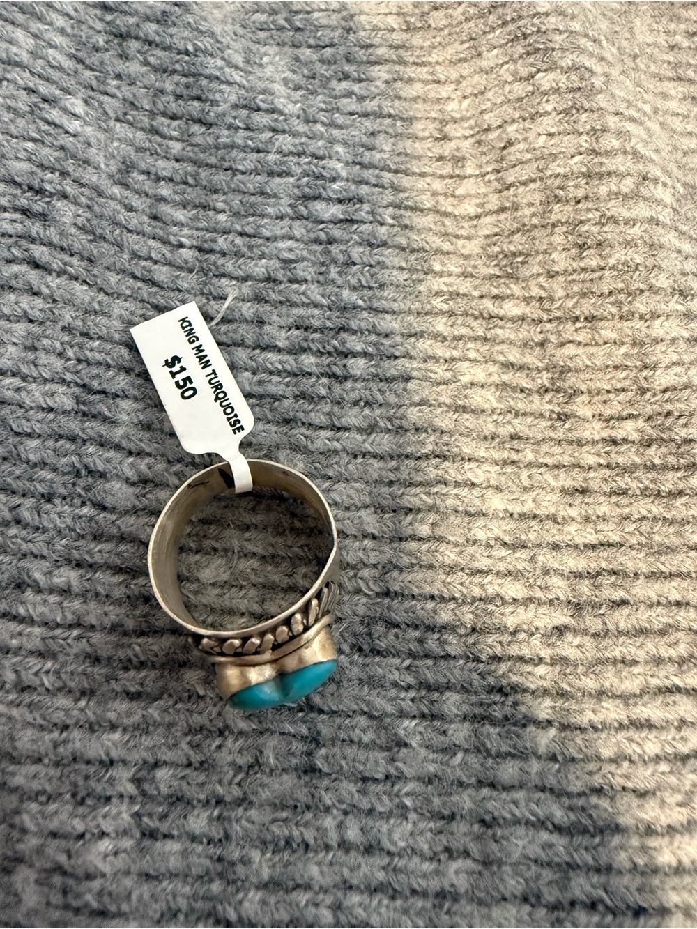 Kingman Turquoise 925 Sterling Silver Heart Cigar Band Ring - Blue Heart - Picture 4 of 6